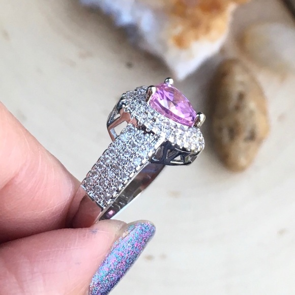 Sparkling Pink Heart 💓 Sapphire Ring Size 8 - Picture 4 of 7